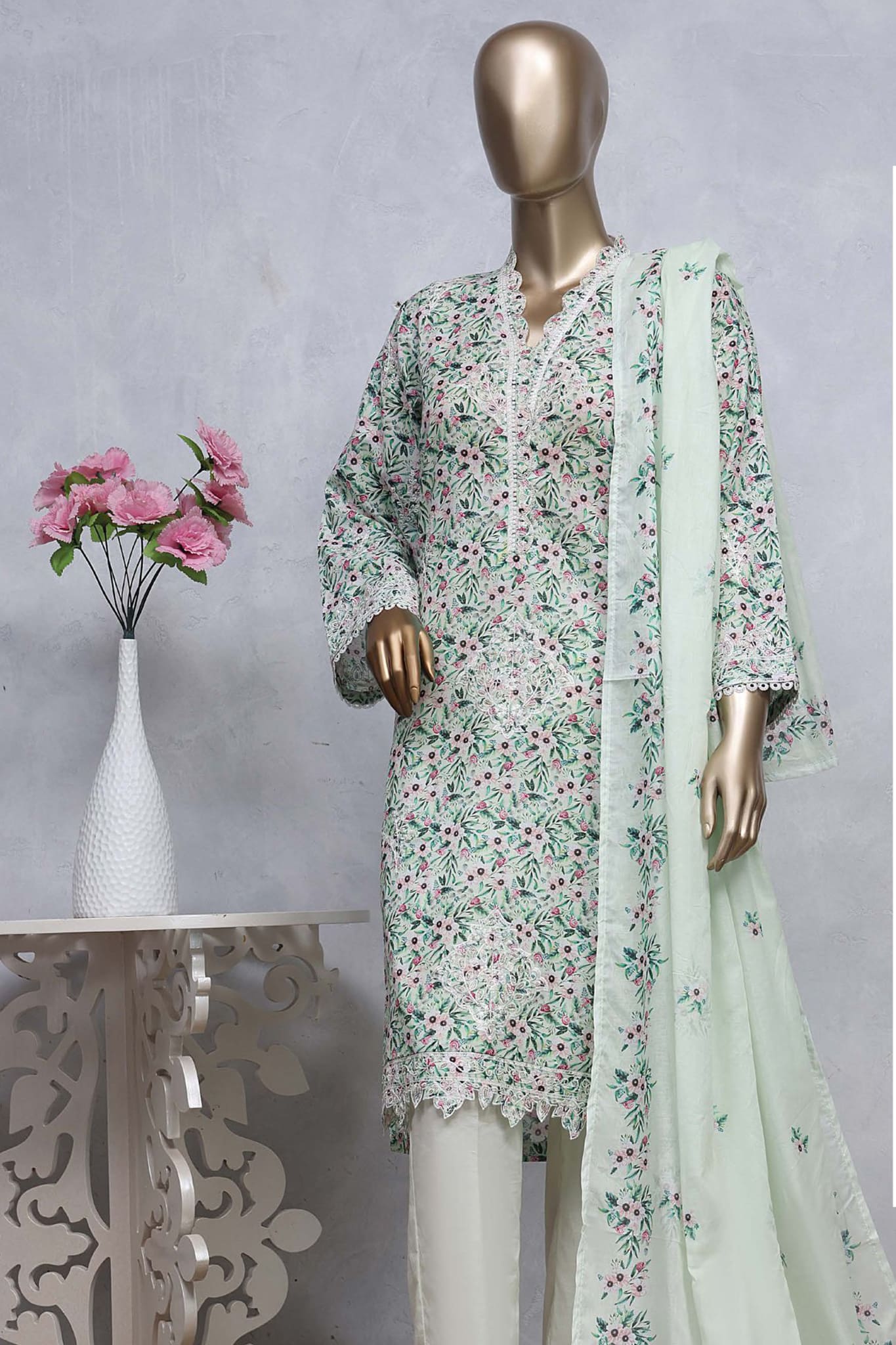 Chand Bagh by Bin Saeed Stitched 3 Piece Emb Lawn Vol-02 Collection'2023-SMLF-0497-Multi
