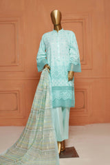 Bin Saeed Stitched 3 Piece Chikankari Lawn Collection'2023-SMLSTF-33-Ferozi