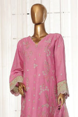 Bin Saeed Stitched 3 Piece Luxury Plain Cotton With Chiffon Dupatta Collection'2025-SMPC-1862-Pink