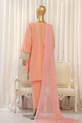 Bin Saeed Stitched 3 Piece Luxury Plain Cotton With Chiffon Dupatta Collection'2025-SMPC-1863-Peach