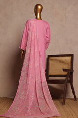 Bin Saeed Stitched 3 Piece Luxe Plain Cotton With Chiffon Dupatta Collection'2025-SMPC-1953-Pink