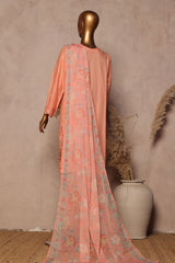 Bin Saeed Stitched 3 Piece Luxe Plain Cotton With Chiffon Dupatta Collection'2025-SMPC-1956-Peach