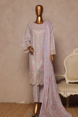 Bin Saeed Stitched 3 Piece Luxe Plain Cotton With Chiffon Dupatta Collection'2025-SMPC-1959-Mauve