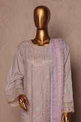 Bin Saeed Stitched 3 Piece Luxe Plain Cotton With Chiffon Dupatta Collection'2025-SMPC-1959-Mauve