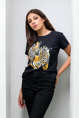 Sprinkles Stitched 1 Piece Summer Shirts Kids Collection'2025-Glitter Zebra Print Tee