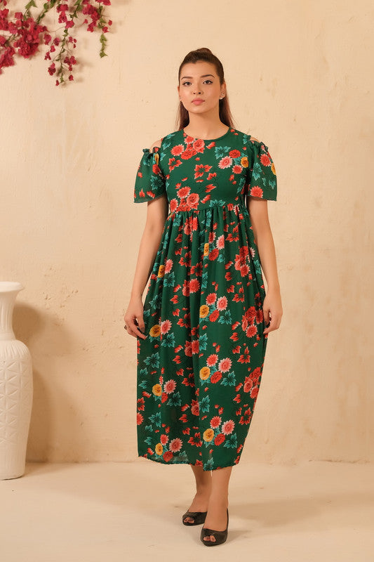 Sprinkles Stitched 1 Piece Summer Shirts Women Collection'2025-The Duo - Forest Fairy Allover Floral Print Tunic Dress