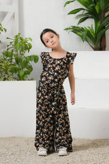 Sprinkles Stitched 1 Piece Summer Jumpsuit Kids Collection'2025-Black Ember Floral Wide Leg Jumpsuit