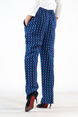 Sprinkles Stitched 1 Piece Summer Bottoms Women Collection'2025-Indigo Gingham Straight Pant