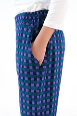 Sprinkles Stitched 1 Piece Summer Bottoms Women Collection'2025-Indigo Gingham Straight Pant