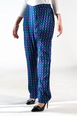 Sprinkles Stitched 1 Piece Summer Bottoms Women Collection'2025-Indigo Gingham Straight Pant