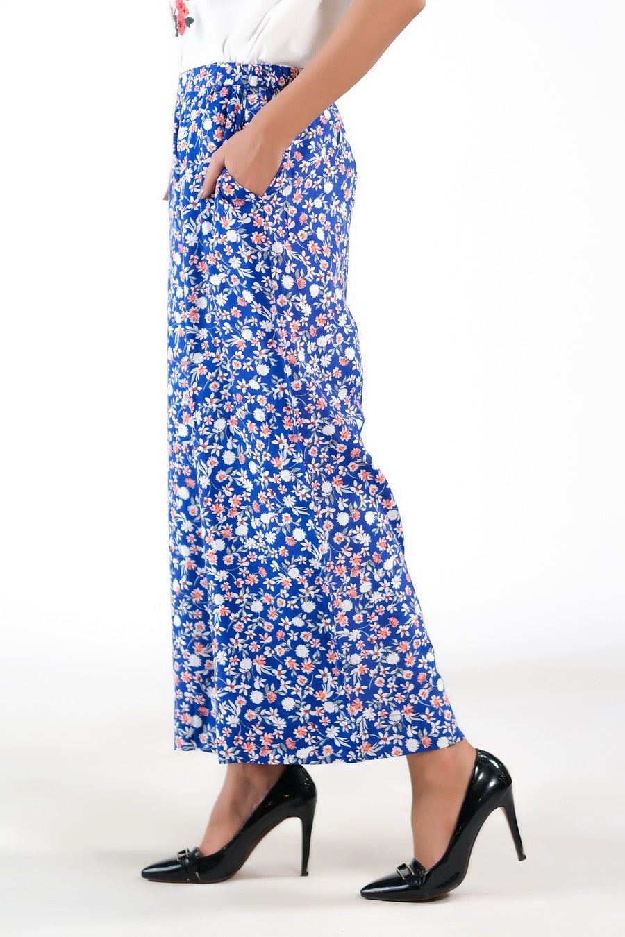 Sprinkles Stitched 1 Piece Summer Bottoms Women Collection'2025-Royal Blue Wide Leg Pant