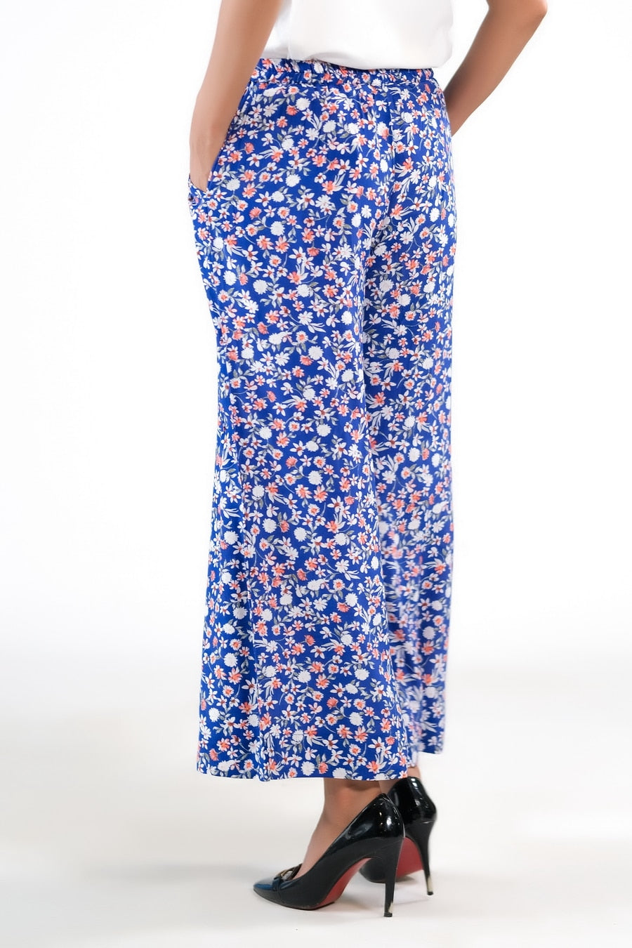 Sprinkles Stitched 1 Piece Summer Bottoms Women Collection'2025-Royal Blue Wide Leg Pant