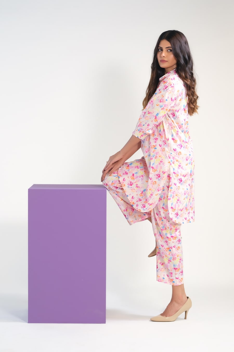 Sprinkles Stitched 2 Piece Summer Co Ord Sets Women Collection'2025-Color Splash/Watercolor Charm - Cambric
