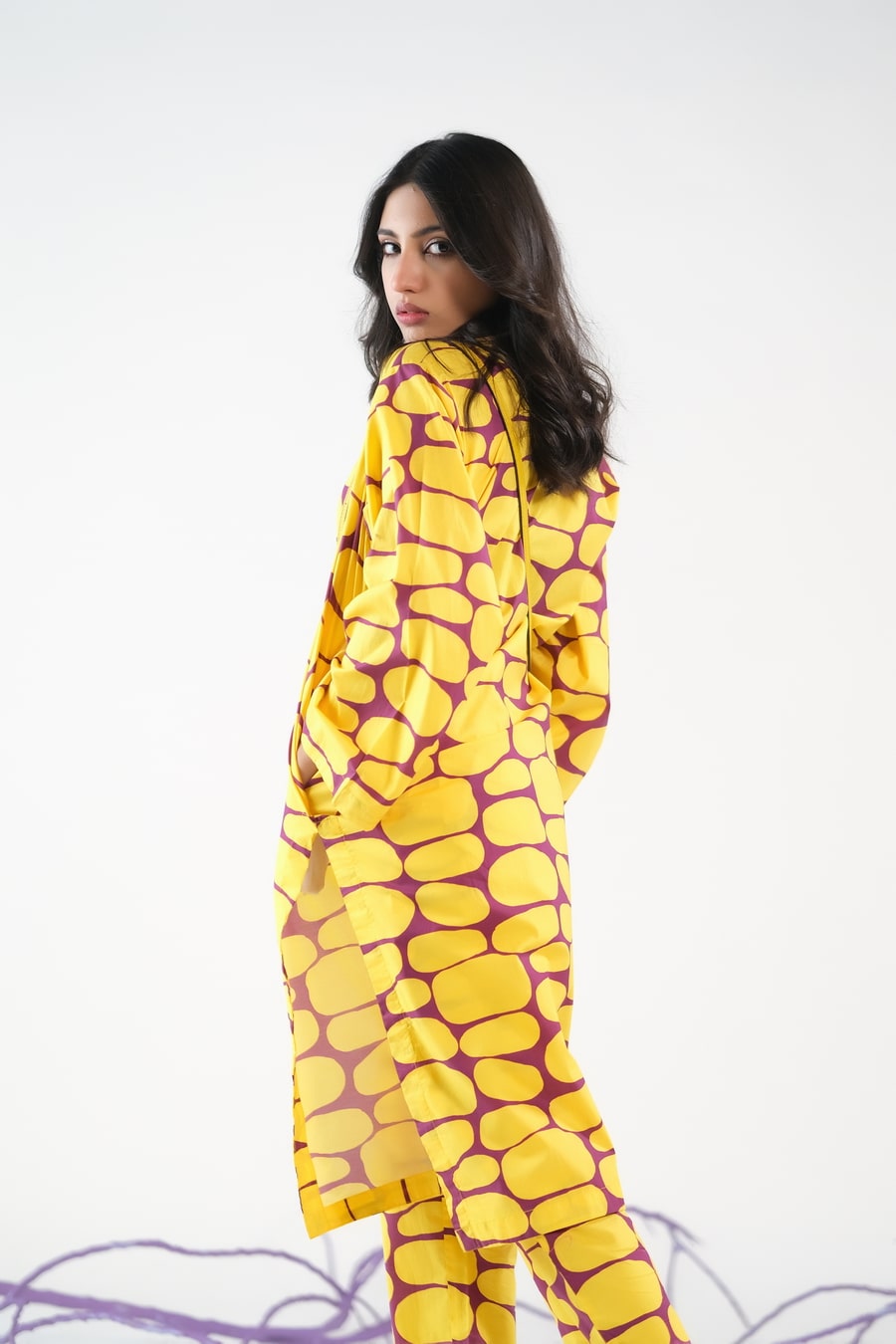 Sprinkles Stitched 2 Piece Summer Co Ord Sets Women Collection'2025-Yellow Stones - Cambric