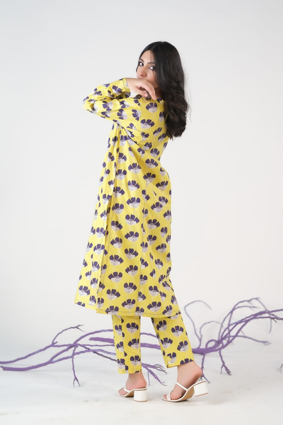 Sprinkles Stitched 2 Piece Summer Co Ord Sets Women Collection'2025-Radiant Plum - Cambric