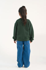 Sprinkles Stitched 1 Piece Winter Shirts Kids Collection'2025-Bow Charm Sweatshirt - Dark Green