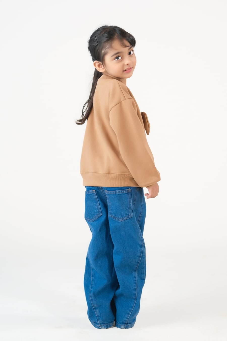 Sprinkles Stitched 1 Piece Winter Shirts Kids Collection'2025-Bow Charm Sweatshirt - Coffee Brown
