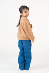Sprinkles Stitched 1 Piece Winter Shirts Kids Collection'2025-Bow Charm Sweatshirt - Coffee Brown