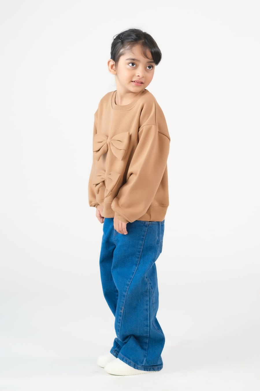 Sprinkles Stitched 1 Piece Winter Shirts Kids Collection'2025-Bow Charm Sweatshirt - Coffee Brown