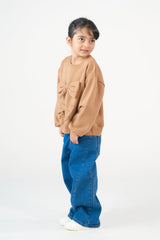 Sprinkles Stitched 1 Piece Winter Shirts Kids Collection'2025-Bow Charm Sweatshirt - Coffee Brown