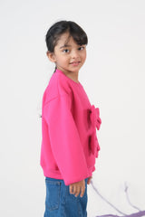 Sprinkles Stitched 1 Piece Winter Shirts Kids Collection'2025-Bow Charm Sweatshirt - Hot Pink