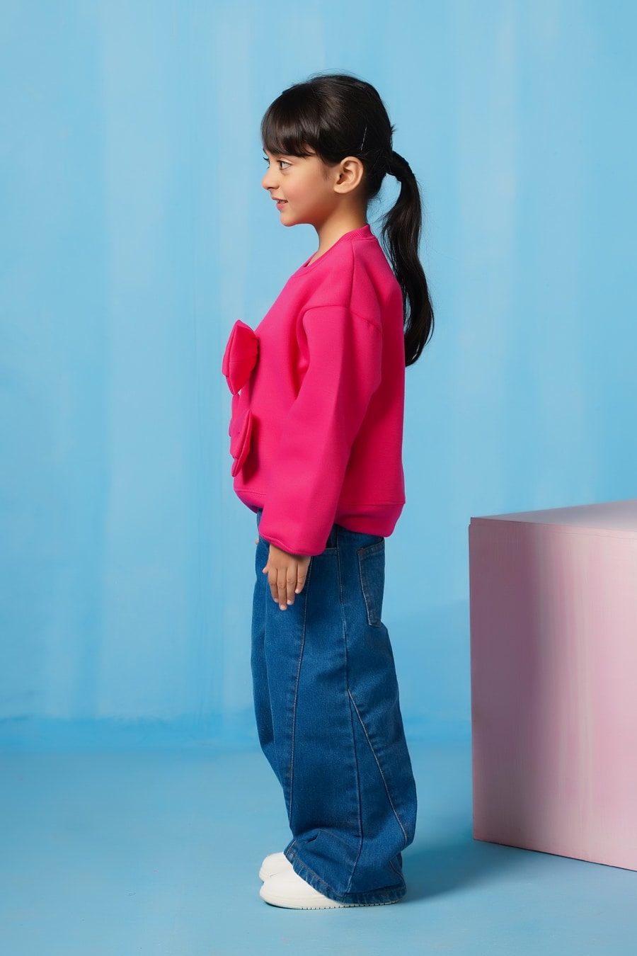 Sprinkles Stitched 1 Piece Winter Shirts Kids Collection'2025-Bow Charm Sweatshirt - Hot Pink