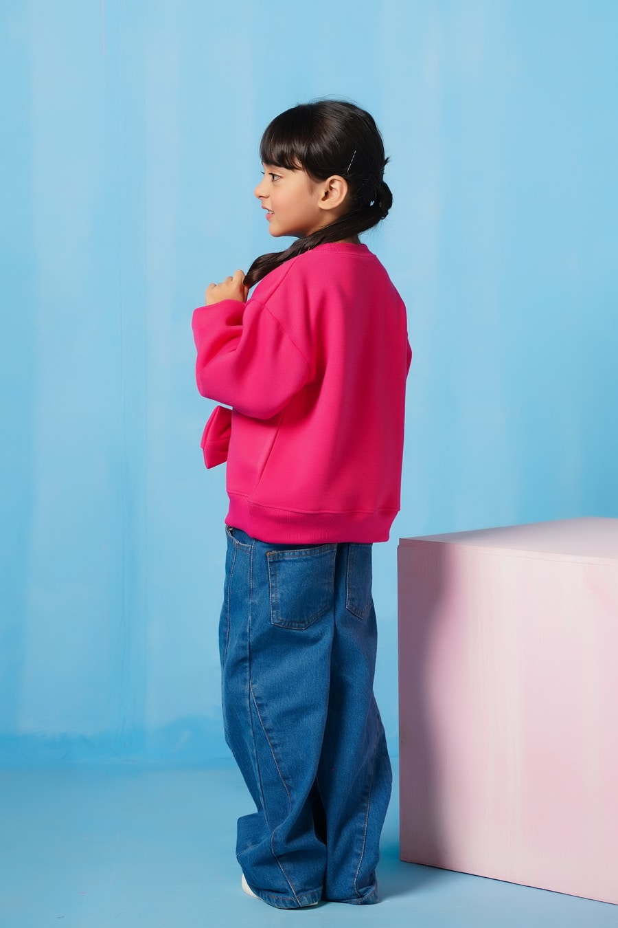 Sprinkles Stitched 1 Piece Winter Shirts Kids Collection'2025-Bow Charm Sweatshirt - Hot Pink