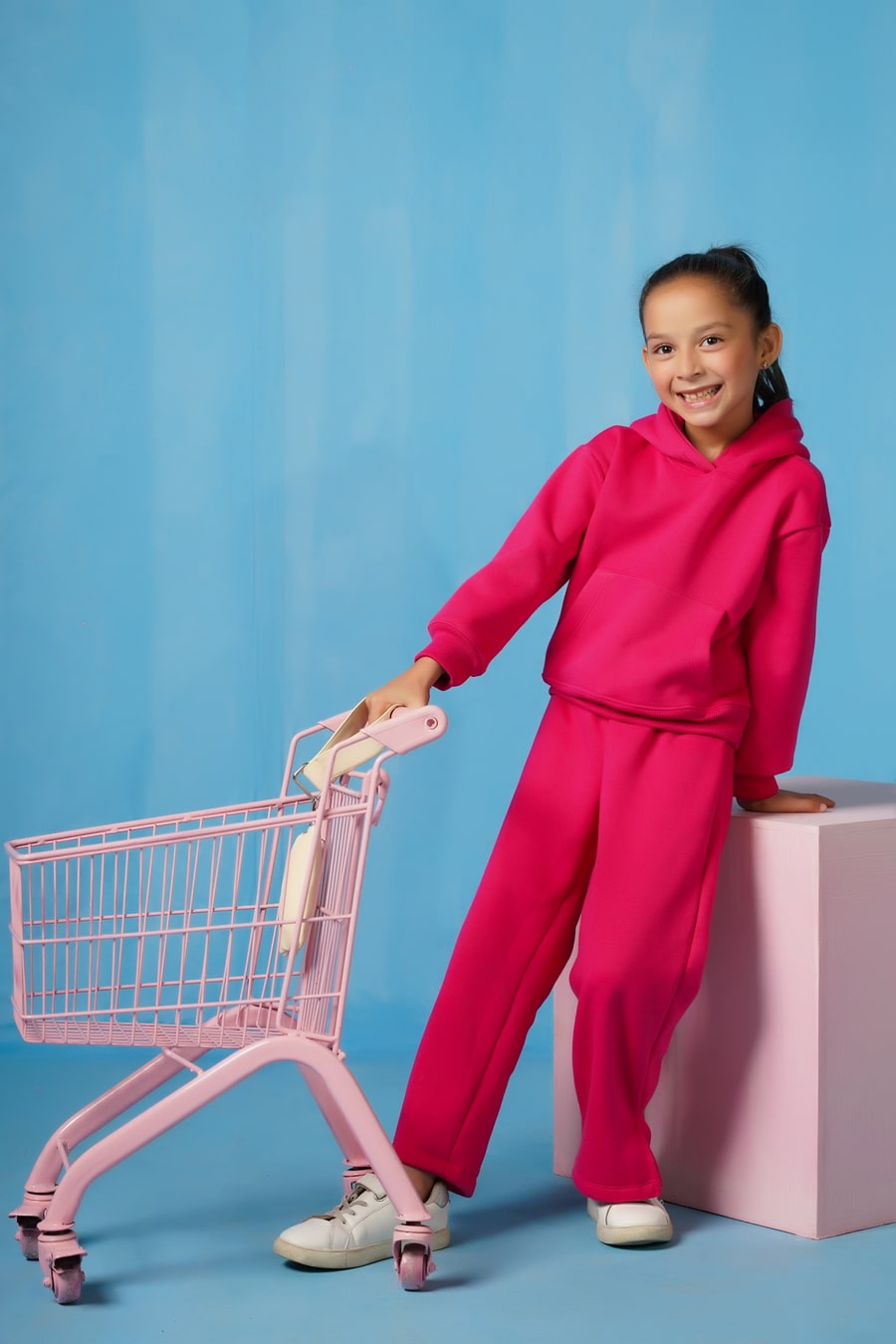 Sprinkles Stitched 2 Piece Winter Co Ord Sets Kids Collection'2025-Hoodie With Slit Open Flared Pants - Hot Pink