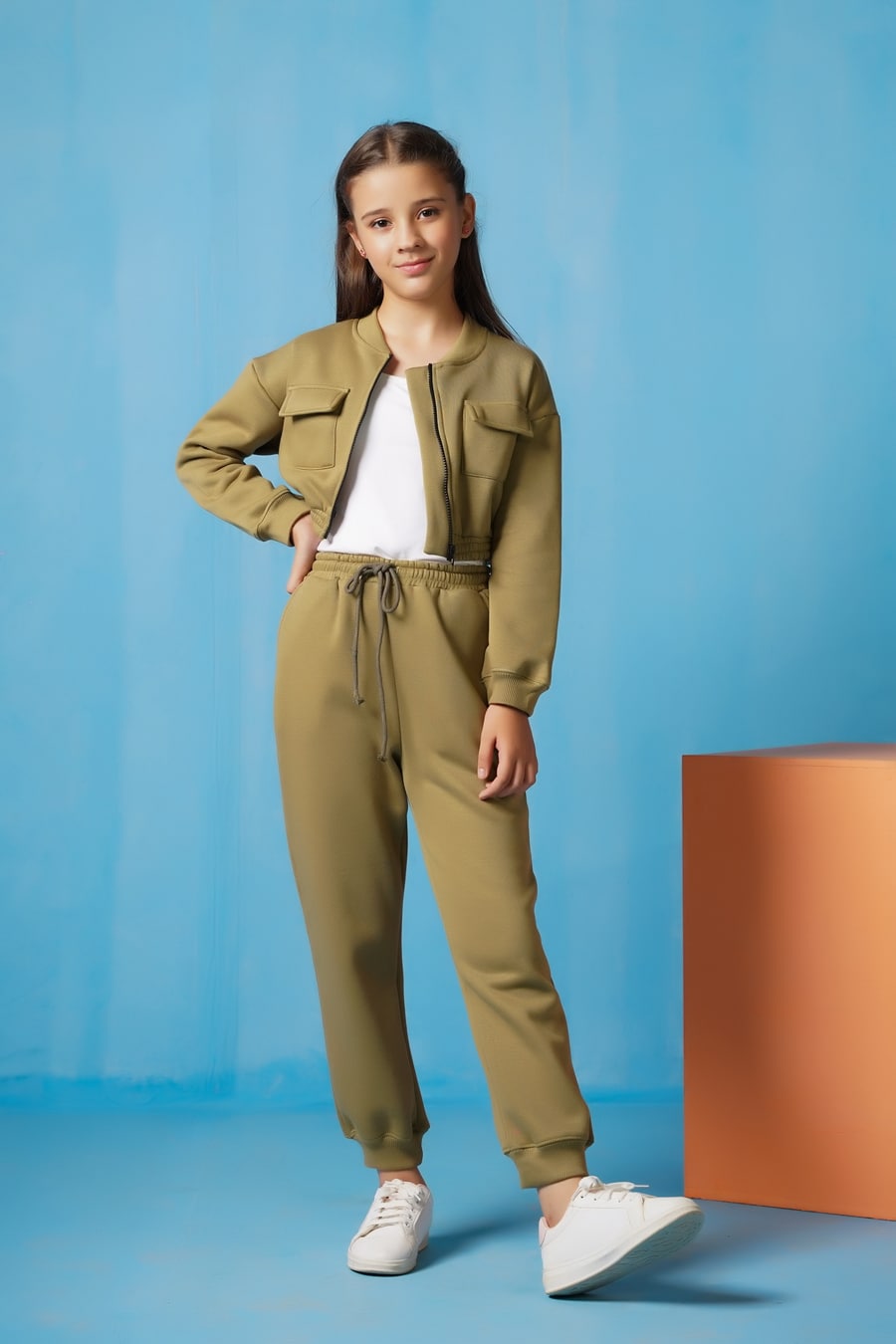 Sprinkles Stitched 2 Piece Winter Co Ord Sets Kids Collection'2025-Crop Jacket With Jogger Pant - Mint Green