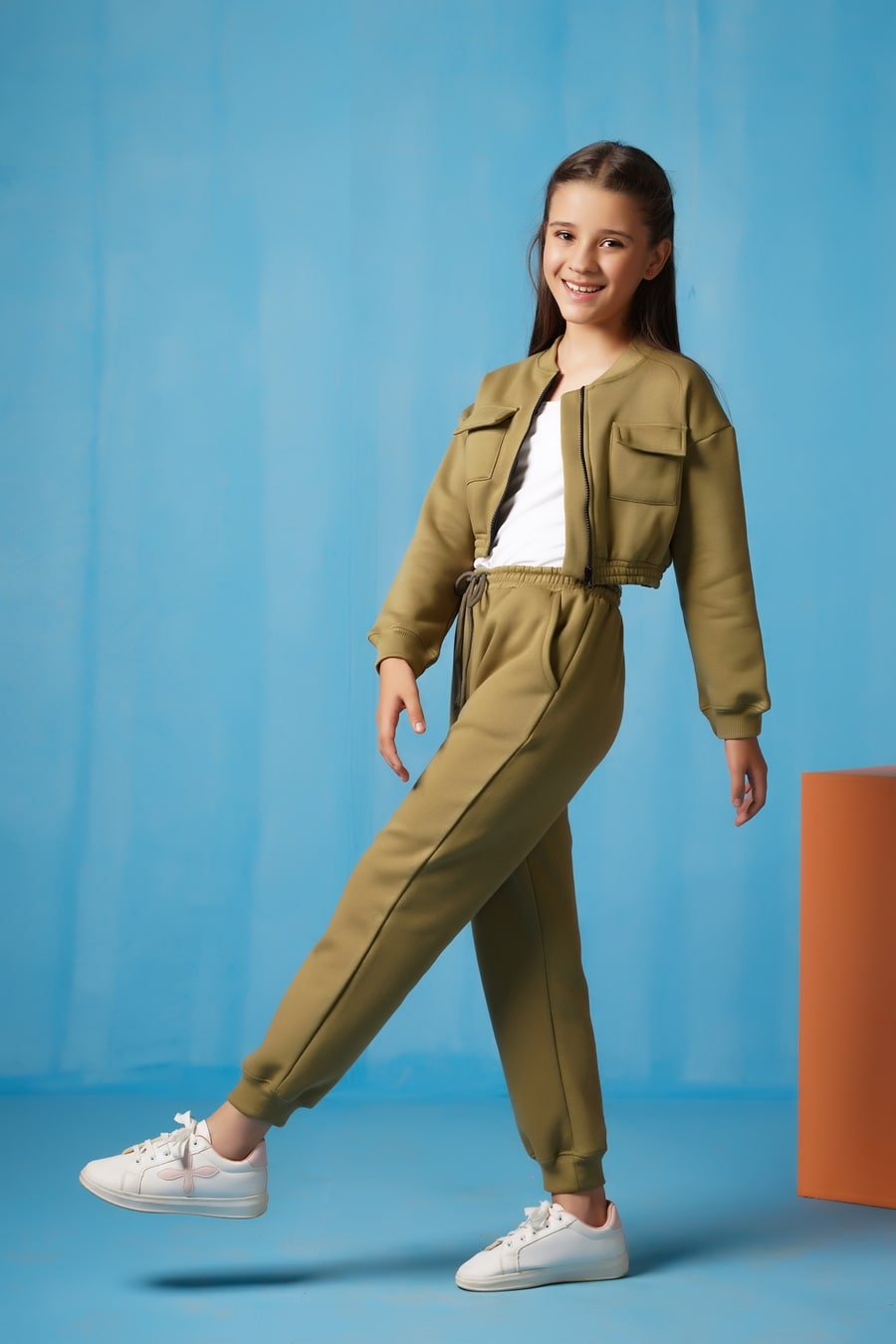 Sprinkles Stitched 2 Piece Winter Co Ord Sets Kids Collection'2025-Crop Jacket With Jogger Pant - Mint Green
