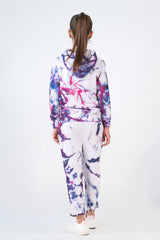 Sprinkles Stitched 2 Piece Winter Co Ord Sets Kids Suit-Tie Die Hoodie With Jogger Pants - Galaxy
