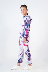 Sprinkles Stitched 2 Piece Winter Co Ord Sets Kids Suit-Tie Die Hoodie With Jogger Pants - Galaxy