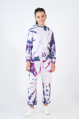 Sprinkles Stitched 2 Piece Winter Co Ord Sets Kids Suit-Tie Die Hoodie With Jogger Pants - Galaxy