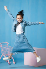 Sprinkles Stitched 1 Piece Winter Shirts Kids Collection'2025-Jacket - Light Wash