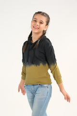 Sprinkles Stitched 1 Piece Winter Shirts Kids Collection'2025-Tie Dye Lace Up Hoodie- Black