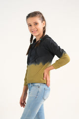 Sprinkles Stitched 1 Piece Winter Shirts Kids Collection'2025-Tie Dye Lace Up Hoodie- Black