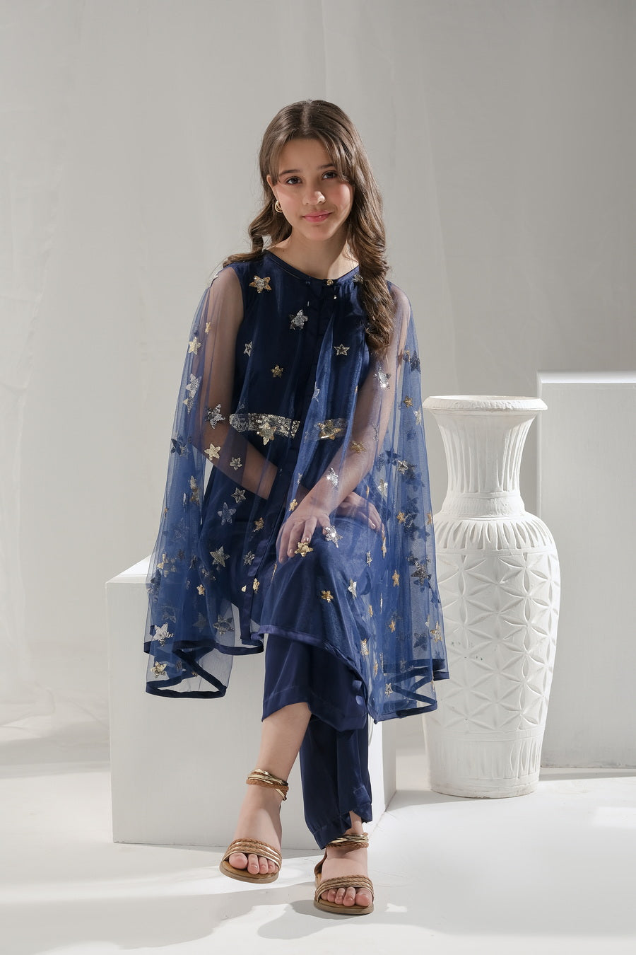 Sprinkles Stitched 2 Piece Formals Jumpsuit Kids Collection'2025-Sitara - 2 pcs Jumpsuit  Long Cape