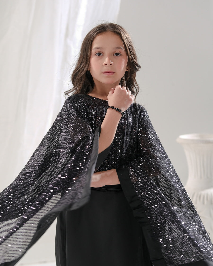 Sprinkles Stitched 2 Piece Formals Festive Kids Collection'2025-Eclipse - 2pcs Long Dress  Poncho