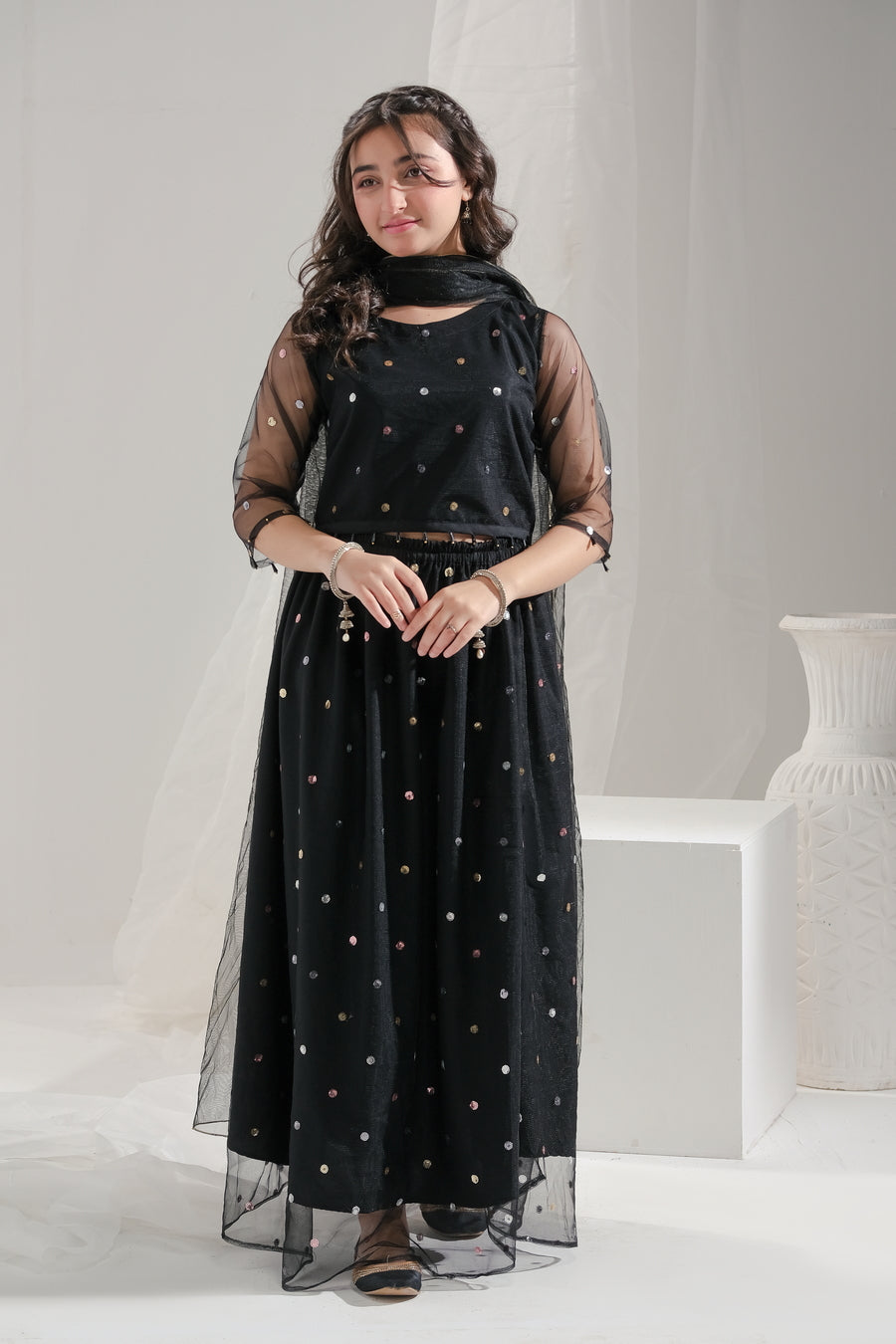 Sprinkles Stitched 3 Piece Formals Festive Kids Collection'2025-Midnight Bloom - 3pcs