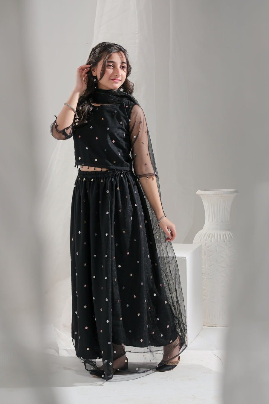 Sprinkles Stitched 3 Piece Formals Festive Kids Collection'2025-Midnight Bloom - 3pcs