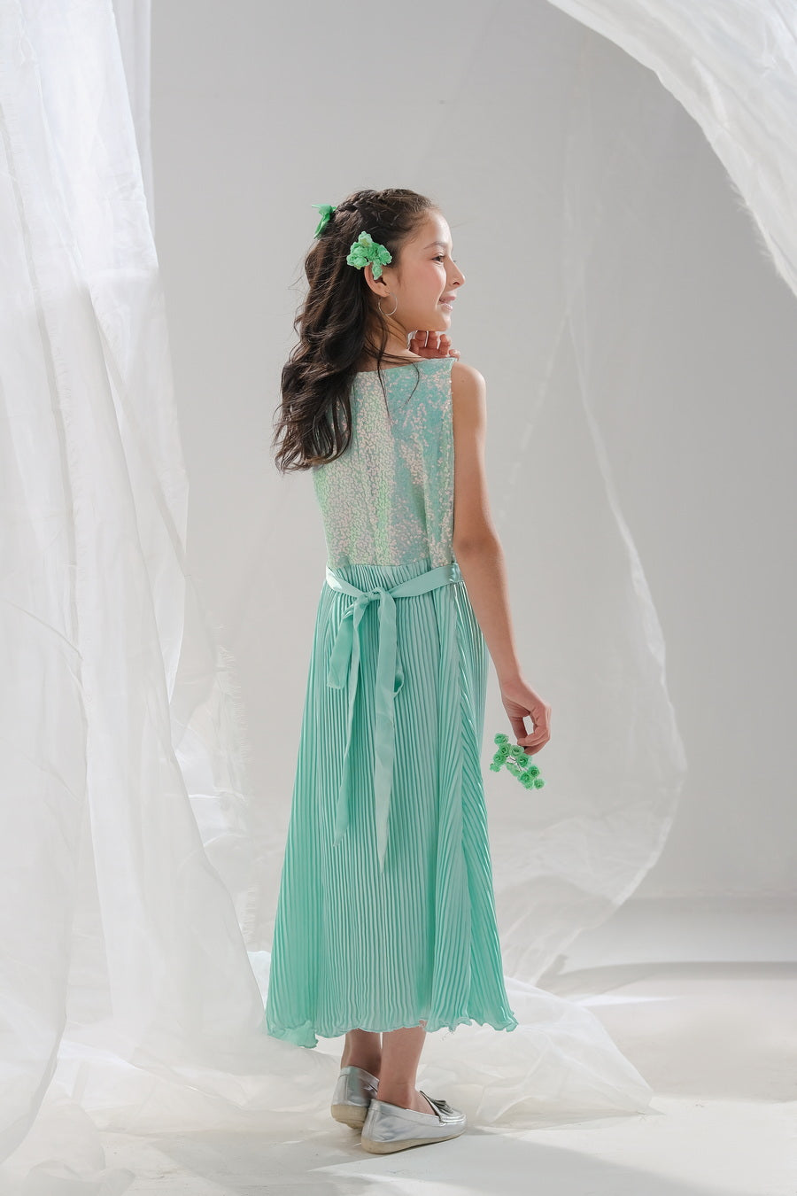 Sprinkles Stitched 1 Piece Formals Festive Kids Collection'2025-Aqua Glimmer