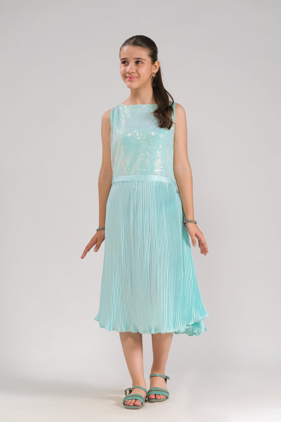 Sprinkles Stitched 1 Piece Formals Festive Kids Collection'2025-Aqua Glimmer