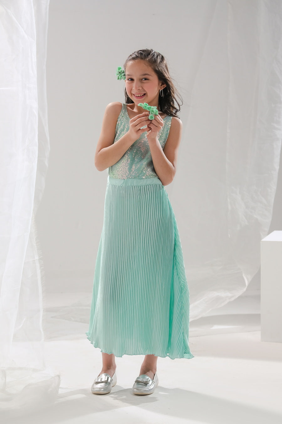 Sprinkles Stitched 1 Piece Formals Festive Kids Collection'2025-Aqua Glimmer
