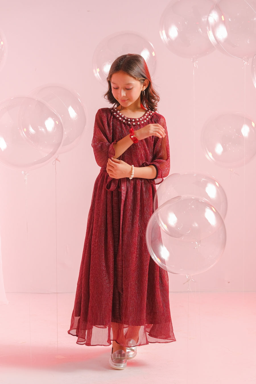 Sprinkles Stitched 1 Piece Formals Festive Kids Collection'2025-Cherry - 1pc