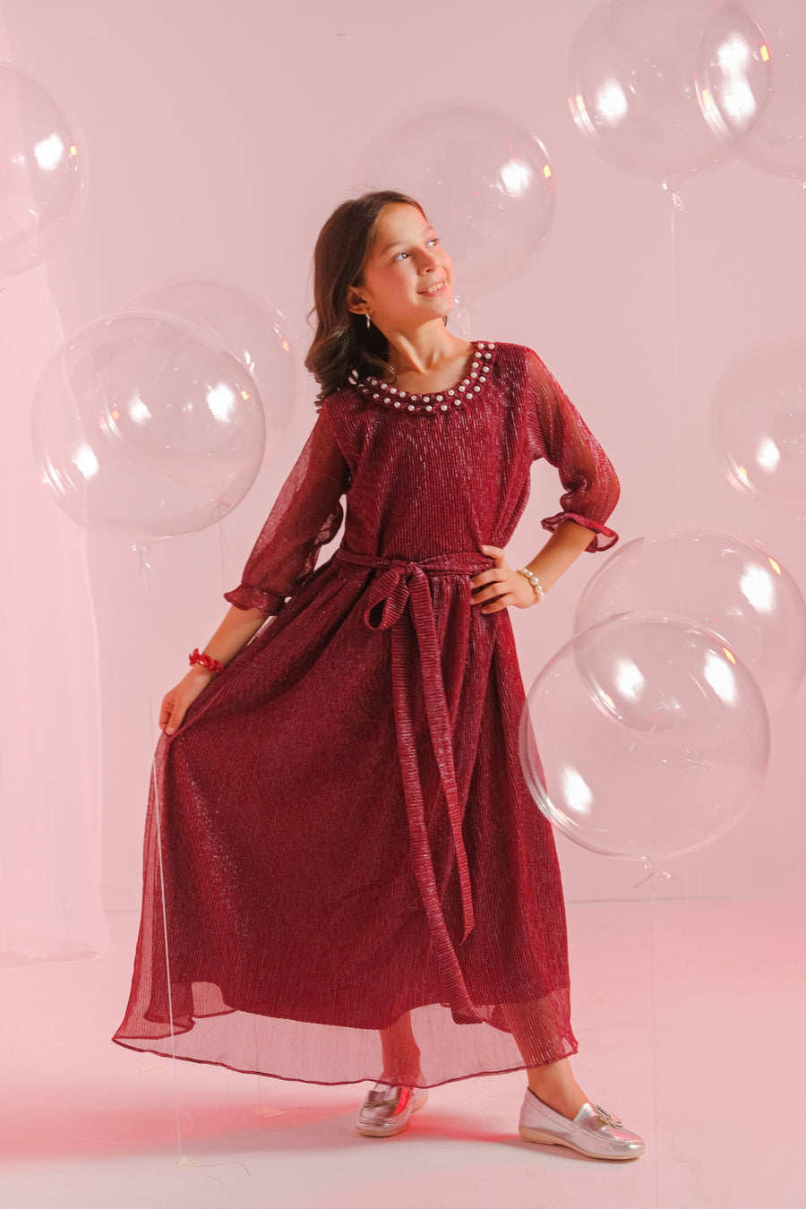 Sprinkles Stitched 1 Piece Formals Festive Kids Collection'2025-Cherry - 1pc