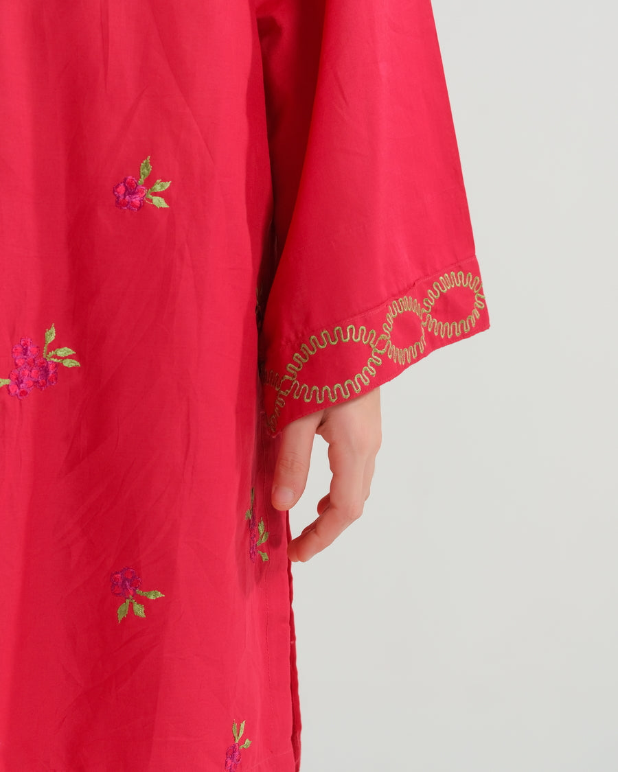 Sprinkles Stitched 2 Piece Summer Co Ord Sets Kids Collection'2025-Crimson Petal Grace - 2pcs - Embroidered
