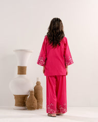Sprinkles Stitched 2 Piece Summer Co Ord Sets Kids Collection'2025-Rose Radiance Pink - 2pcs - Embroidered