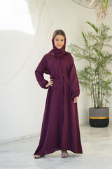Sprinkles Stitched Abaya With Stole -Berry Dusk