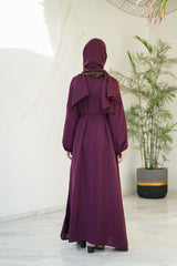 Sprinkles Stitched Abaya With Stole -Berry Dusk