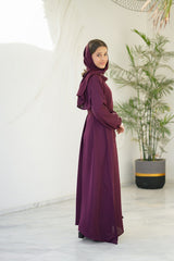 Sprinkles Stitched Abaya With Stole -Berry Dusk